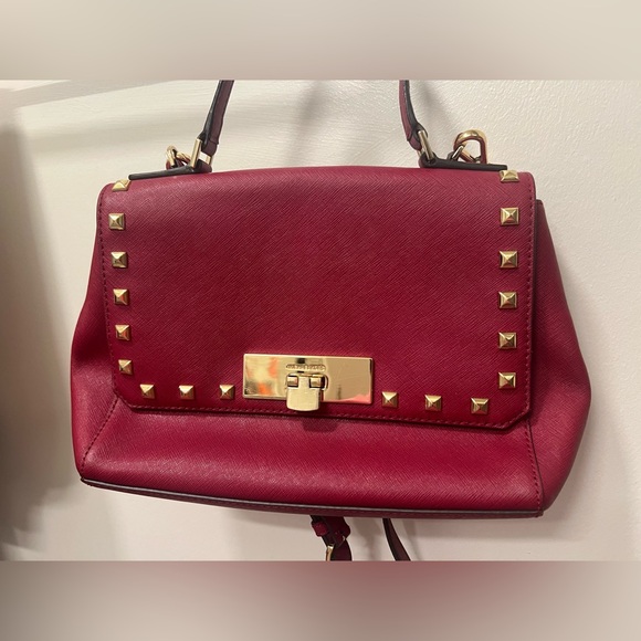 Michael Kors Studded Handbag | Red and Gold - Picture 2 of 16